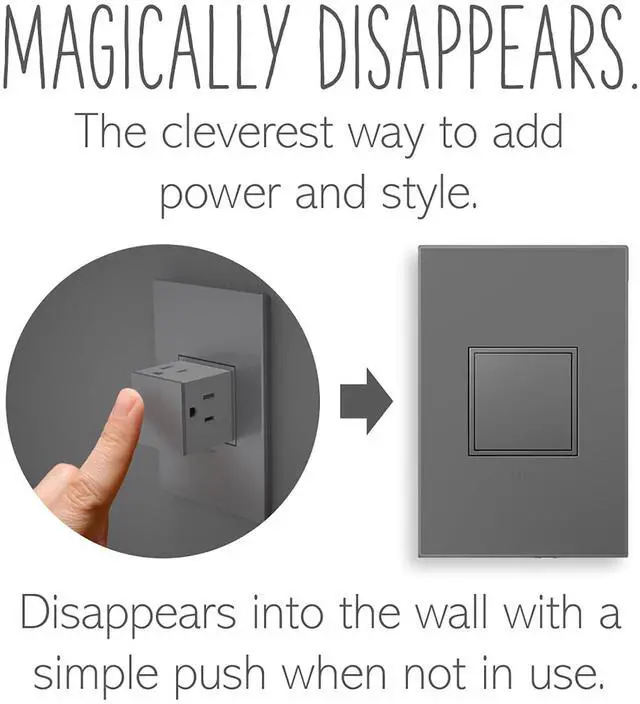 Main image of Legrand adorne 20Amp 1-Gang Pop-Out Outlet in Magnesium with Matching Wall Plate, ARPTR201GM2WP