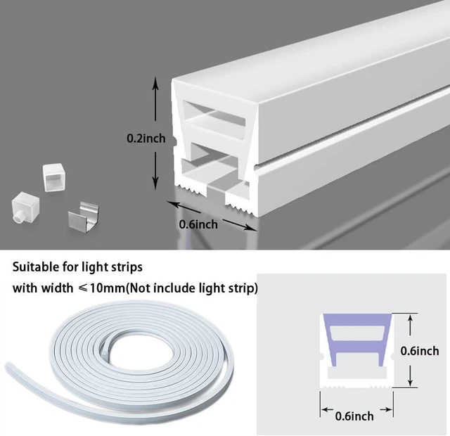 Alt view image 4 of 6 - 196inch Silicone LED Diffuser Channel, Flexible LED Diffuser Waterproof LED Strip Lights Tube Silicone Cover for 10mm Led Strip Lights (16 x 16mm)