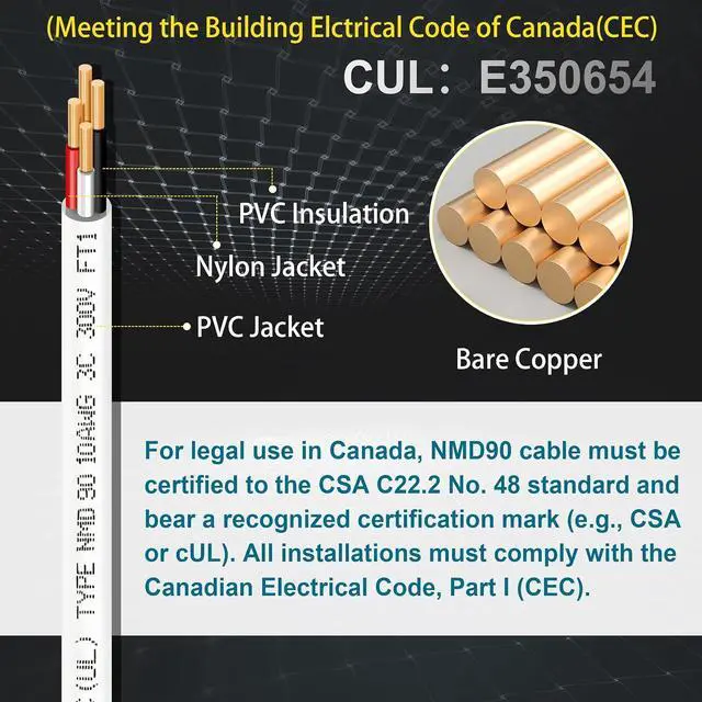 Alt view image 4 of 7 - NMD90 Electrical Wire, 10/3, Non-Metallic Sheathed Cable for Indoor Electric Wiring, Residential and Commercial Buildings Wiring, Electric Wire 10 AWG 3 Conductors, 15FT, CUL Certification