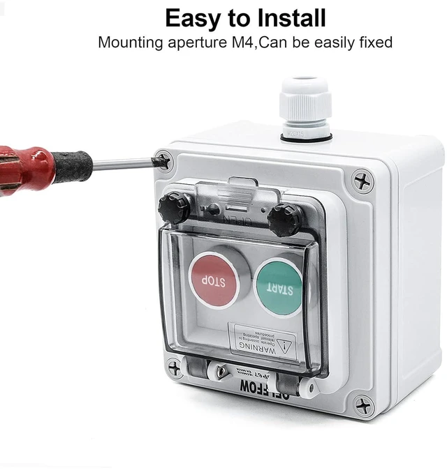 Alt view image 4 of 7 - IP67 Button Switch Outdoor Waterproof Box 2 Push (Letter) Red and Green Automatic Rest Momentary Button with Protective Cover Anti-misoperationSwitch(AC/DC 6A-110V/3A-240V/2.5A-380V)