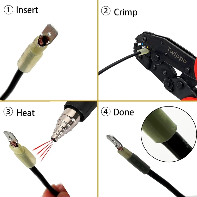 Alt view image 4 of 7 - 550Pcs Waterproof Heat Shrink Wire Connectors Kit, Automotive Electrical Connector Terminals Kit, Butt Fork Ring and Spade Crimp Connectors Assortment (22-10AWG)