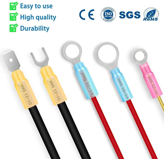 Alt view image 6 of 7 - 550Pcs Waterproof Heat Shrink Wire Connectors Kit, Automotive Electrical Connector Terminals Kit, Butt Fork Ring and Spade Crimp Connectors Assortment (22-10AWG)