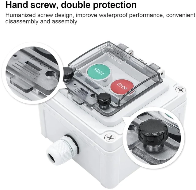 Alt view image 6 of 7 - IP67 Button Switch Outdoor Waterproof Box 2 Push (Letter) Red and Green Automatic Rest Momentary Button with Protective Cover Anti-misoperationSwitch(AC/DC 6A-110V/3A-240V/2.5A-380V)