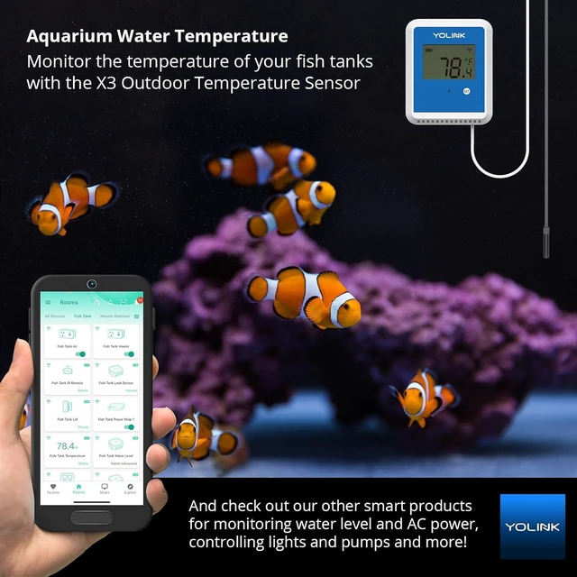 Alt view image 5 of 7 - YoLink Smart X3 Version Outdoor Temperature Data Logger with Probe, Thermometer, 1/4 Mile Range, 5+ Years Battery Life, Emails, Text, App Alerts, Alexa, IFTTT. Pool, Hot Tub, Fish Tank. Hub Required!
