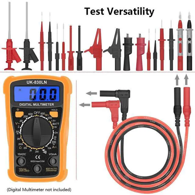 Alt view image 3 of 7 - Multimeter Test Lead Kits, Replaceable Digital Multimeter Accessories, Electronic Professional Test Lead Probe Alligator Clips