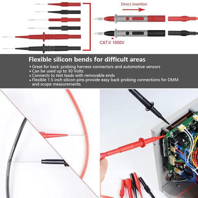 Alt view image 5 of 7 - Multimeter Test Lead Kits, Replaceable Digital Multimeter Accessories, Electronic Professional Test Lead Probe Alligator Clips