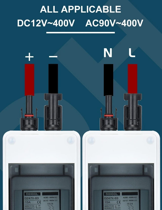 Alt view image 3 of 7 - DIHOOL 15 Amp Solar DC Disconnect Switch, Outdoor Breaker Box, DC Miniature Circuit Breaker