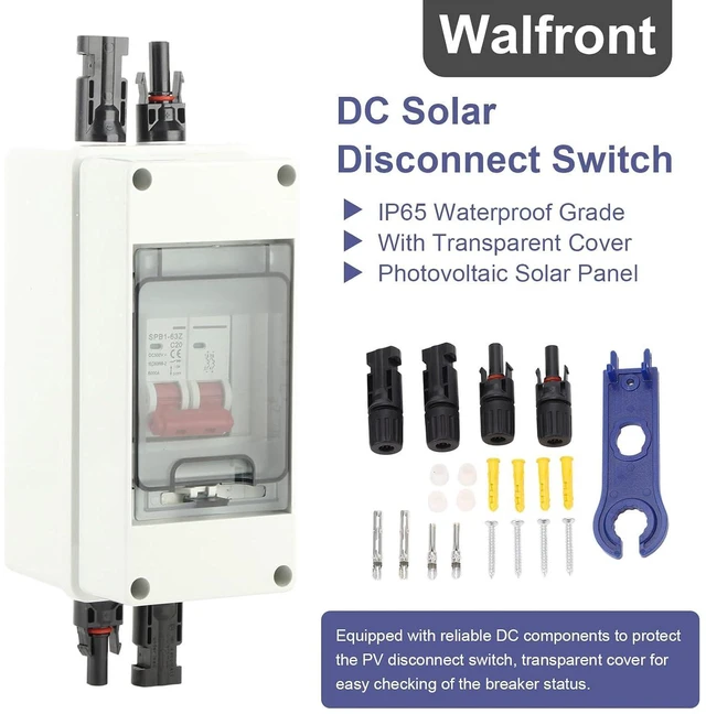 Alt view image 2 of 7 - DC500V Solar Disconnect Switch Photovoltaic Disconnector PV Disconnect Switch with Breaker IP65 Waterproof for Home (20A)