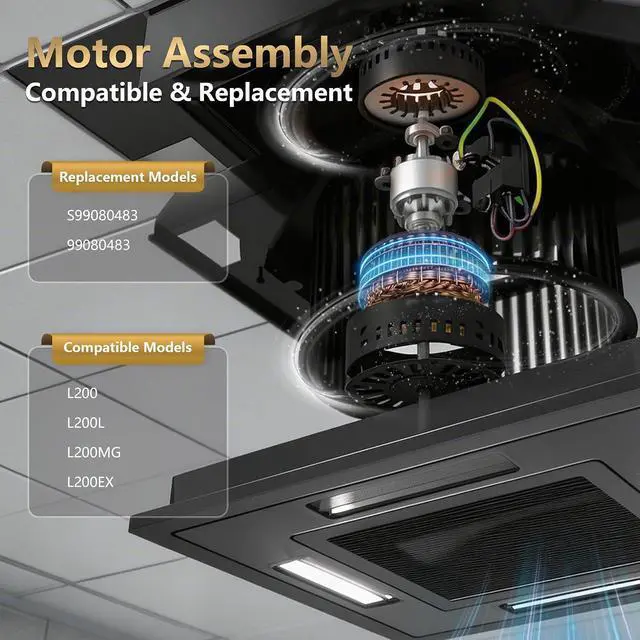 Alt view image 2 of 7 - S99080483 Exhaust Fan Motor Replacement for Broan NuTone L200 L200L L200MG L200EX Bathroom Vent Fan Replaces 99080483 120V 0.88A 729RPM Ventilation Motor
