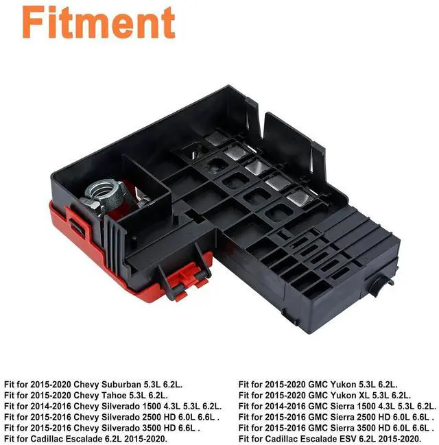 Alt view image 3 of 6 - Battery Distribution Fuse Block Kit(3PCS).Fit for Cadillac Escalade GMC Yukon Chevrolet Tahoe Suburban 2015-2020,Silverado Sierra 1500 2500HD 3500HD 2014-2016.Replaces Part # 84354716,22985570.