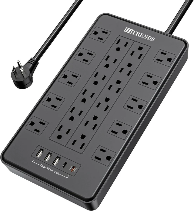 Main image of HITRENDS Power Strip with USB C, Surge Protector Power Strip with 22 Outlet & 3 USB A Ports & 2 USB C Port, 1875W/15A Multiplug with Flat Plug, 6 Ft Extension Cord for Home Office