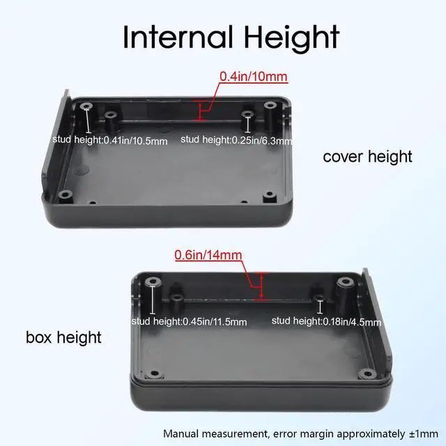 Alt view image 5 of 7 - Project Box 8 Pieces Electrical Box Small Junction Box ABS Plastic Enclosure Power Electronic Case Black 3.5" x 2.8" x 1.1"(90 x 70 x 28mm)