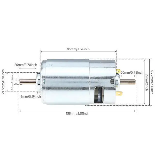 Alt view image 2 of 7 - DC Motor 997 12V-36V Spindle Motor Double Output Shaft Large Torque Micro Motor for DIY Power Tools/Processing Lathe with Ball Bearing