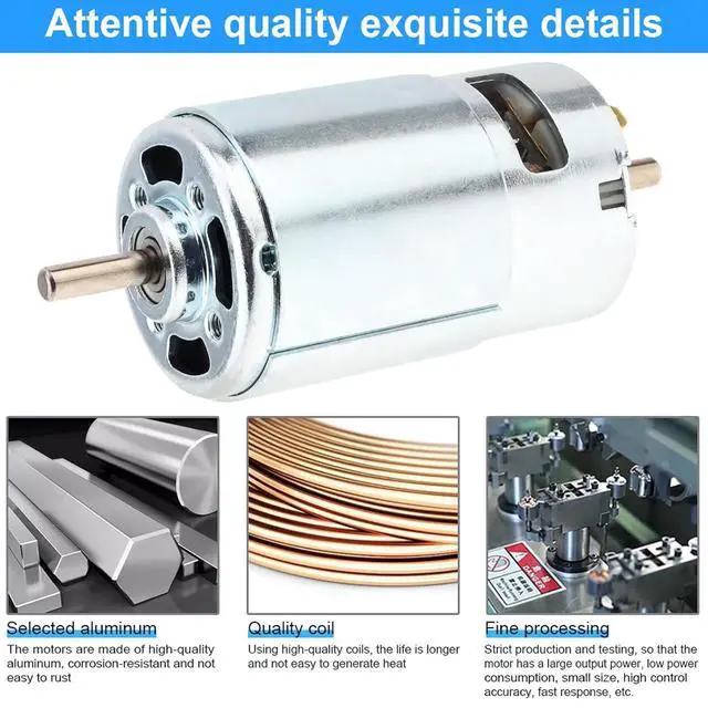 Alt view image 4 of 7 - DC Motor 997 12V-36V Spindle Motor Double Output Shaft Large Torque Micro Motor for DIY Power Tools/Processing Lathe with Ball Bearing