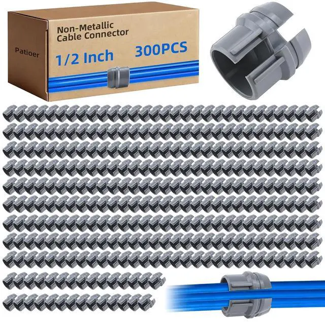 Main image of 1/2" Non-Metallic Cable Connector, 300pcs NM Wire Fixing Buckle, Labor Saving Snap Installation, Single Cable 14/2-10/3 AWG & Two 14/2-12/2-14/3 AWG