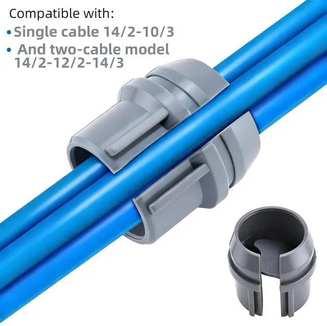 Alt view image 4 of 6 - 1/2" Non-Metallic Cable Connector, 300pcs NM Wire Fixing Buckle, Labor Saving Snap Installation, Single Cable 14/2-10/3 AWG & Two 14/2-12/2-14/3 AWG