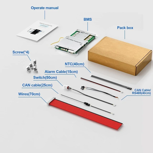 Alt view image 7 of 7 - JKBMS Smart BMS with Heating, CAN, RS485, 4S-8S 12V-24V 200A 2A Active Balance with Bluetooth Battery Protection Board for LiFePO4, Li-ion, LTO Battery Pack (JK-B2A8S-20PHCR)
