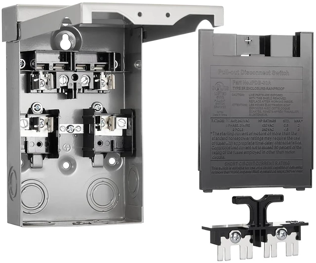 Main image of 30 Amp Fused AC Disconnect Box, Pull-Out Switch NEMA 3R Outdoor Metal Box for Mini Split, Air Conditioning and Home & Light Commercial HVAC Systems, 240V, UL Listed, Fuse NOT Included