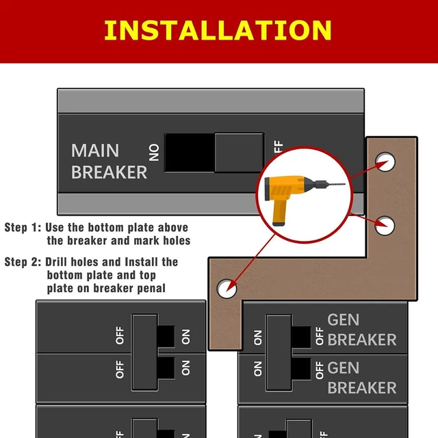 Alt view image 4 of 7 - Generator Interlock Kit compatible with Cutler Hammer Generator Interlock Kit for BR Series 150 and 200 amp Panels, 1 1/4 - 1 7/16 inches Spacing between main and branch breaker1