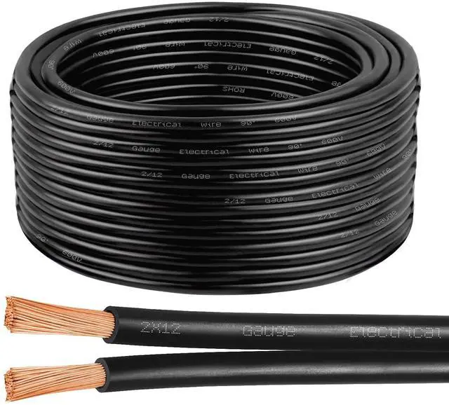 Main image of 12/2 Pure Copper Wire 100 ft, 600V 12 Gauge 2 Conductor PVC Parallel Wire, Direct Burial Oxygen Free Copper Electrical Wire for Solar Lighting, Outdoor Lighting Landscape(12AWG 100FT)