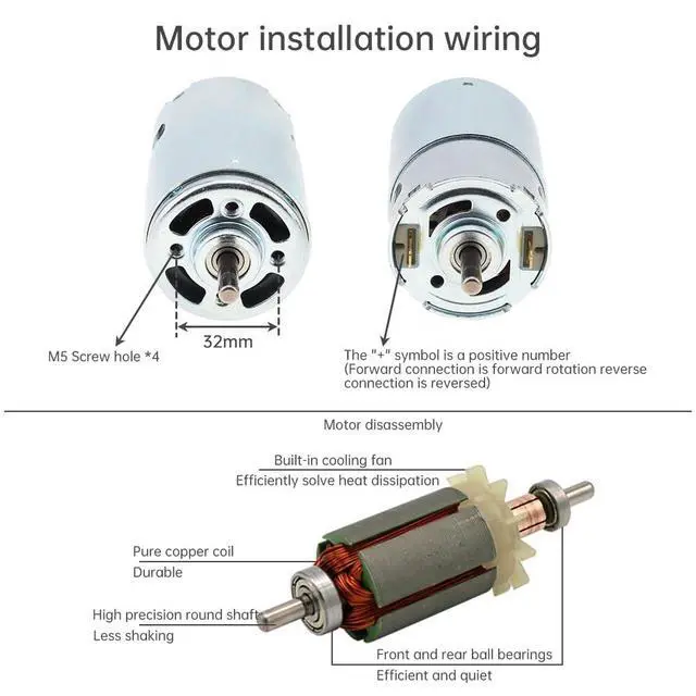 Alt view image 3 of 7 - DC Motor 997 12V-36V Spindle Motor Double Output Shaft Large Torque Micro Motor for DIY Power Tools/Processing Lathe with Ball Bearing