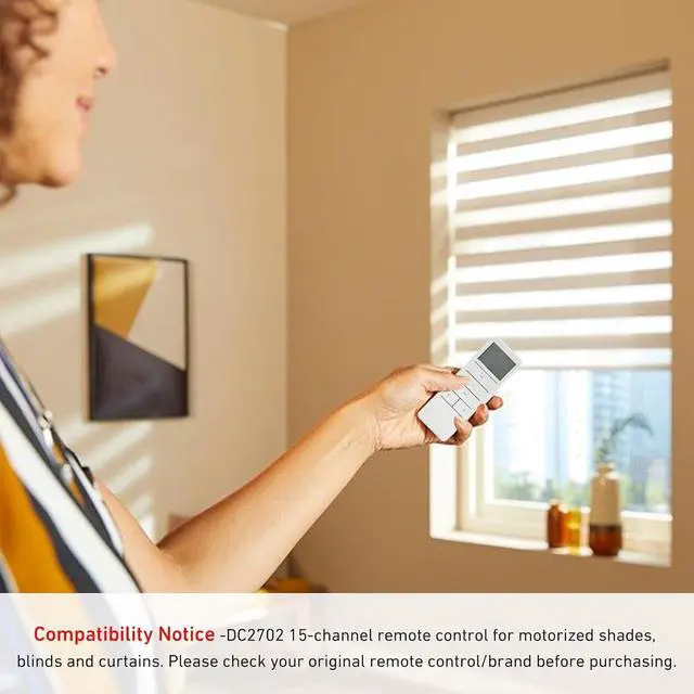Alt view image 3 of 7 - Smart 15-Channel Blind Remote DC2702 - RF Controller for Motorized Shades - Group Control Multiple Windows - DIY Smart Home Automation