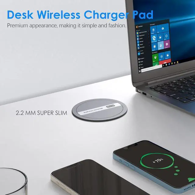 Alt view image 3 of 7 - ANNQUAN 3.15" Pop Up Countertop Outlet with 15W Wireless Charger,Max 65W Power Delivery,Pop Up Electrical Outlet with 4 Outlets 4 USB Ports