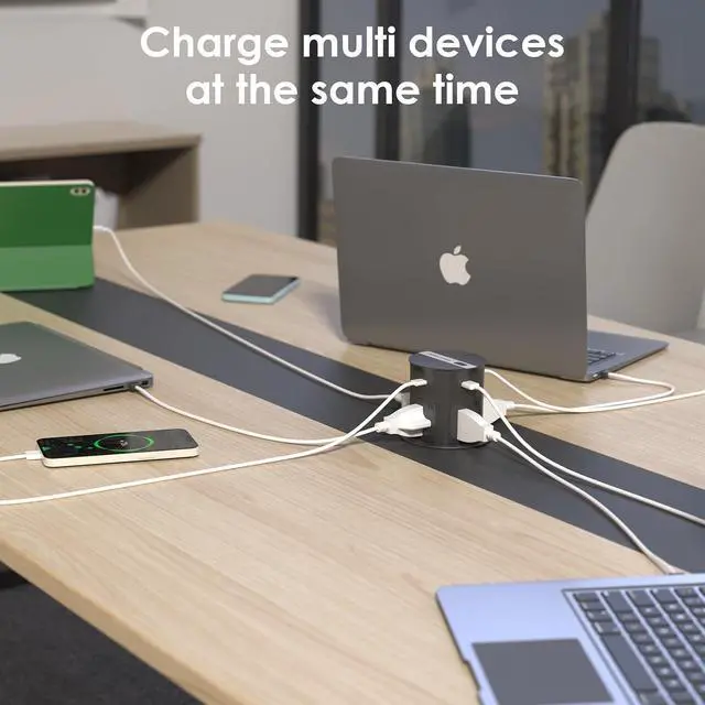 Alt view image 5 of 7 - ANNQUAN 3.15" Pop Up Countertop Outlet with 15W Wireless Charger,Max 65W Power Delivery,Pop Up Electrical Outlet with 4 Outlets 4 USB Ports