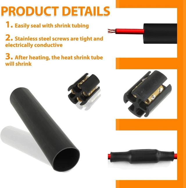 Alt view image 3 of 7 - Underground Wire Splice Kit Suit for 14/3 to 8/3 Range, Direct Burial UF Cable Splice Kit, Handle up to 600 Volts Maximum, Includes Connectors and Shrink Tube Electrical Cable(2 Sets)