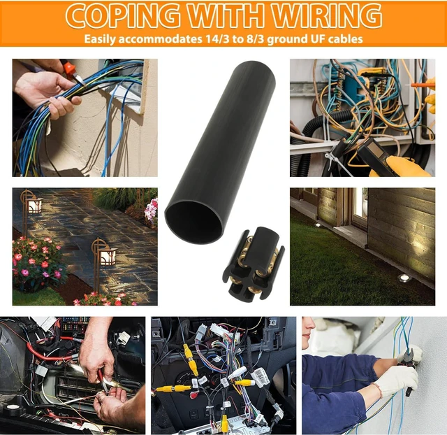 Alt view image 7 of 7 - Underground Wire Splice Kit Suit for 14/3 to 8/3 Range, Direct Burial UF Cable Splice Kit, Handle up to 600 Volts Maximum, Includes Connectors and Shrink Tube Electrical Cable(2 Sets)