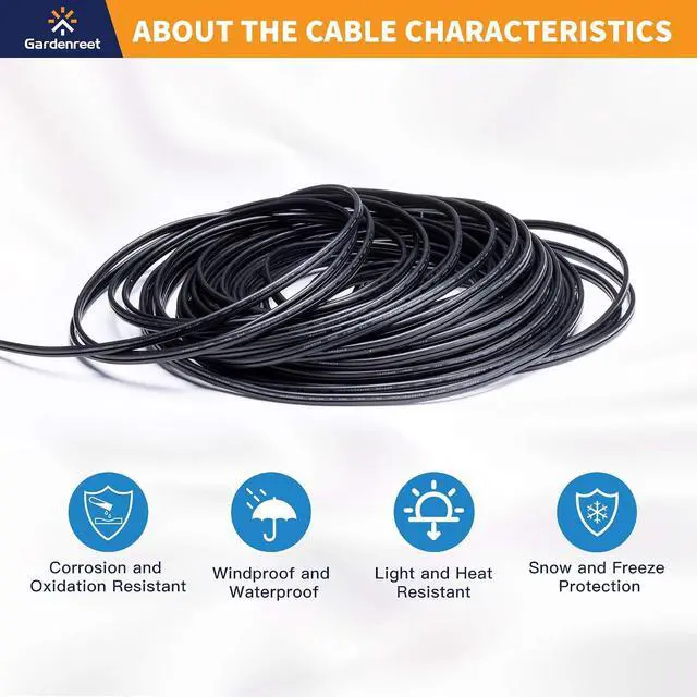 Alt view image 5 of 7 - Gardenreet 14/2 100 Feet Low Voltage Landscape Lighting Wire - UL Listed 14AWG 2-Conductor Copper Electrical Cable, Waterpoof PVC Wire for 12V Well Light Spotlight Path Light