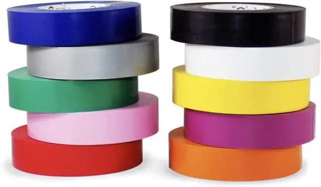 Main image of T.R.U. EL-766AW Rainbow Pack General Purpose Electrical Tape 3/4 (W) x 66' (L) UL/CSA Listed core. Utility Vinyl Synthetic Rubber Electrical Tape (10 Pack) - Suitable for Use at No More Than 600V