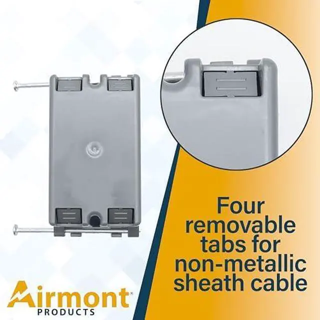 Alt view image 2 of 5 - (16 Pack) 22 Cubic Inch Plastic Electrical Box, Grey Deep Outlet Box, One Gang New Work Junction Box, Captive Nails, Length 3.75'', Width 2.25'', Depth 2.9'', PVC Outlet Box, 22.5 Cu. in. Capacity