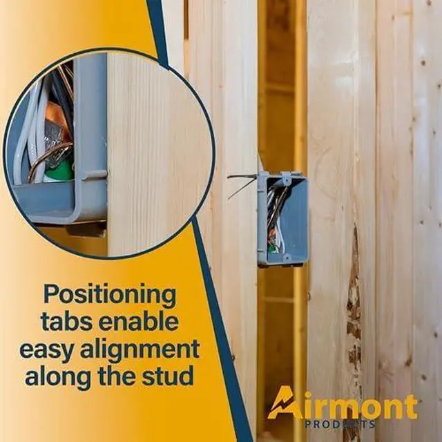 Alt view image 4 of 5 - (16 Pack) 22 Cubic Inch Plastic Electrical Box, Grey Deep Outlet Box, One Gang New Work Junction Box, Captive Nails, Length 3.75'', Width 2.25'', Depth 2.9'', PVC Outlet Box, 22.5 Cu. in. Capacity