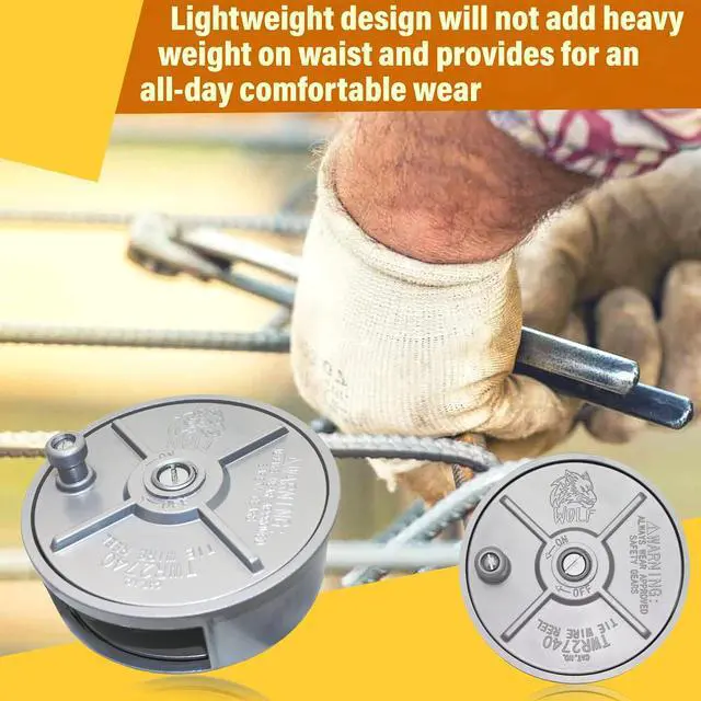 Alt view image 4 of 6 - WOLF 6.25 Aluminum Tie Wire Reel Coil Holder Wheel, Lightweight, Ambidextrous, Built-in Belt Loops & Knob