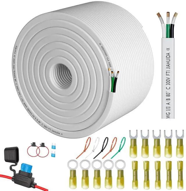 Main image of SAKAKI 10 Gauge Wire 3 Core Conductor Triplex Twin and Earth Marine Grade Electrical 10AWG Cable Stranded Cord PVC Insulated 12V Low Voltage/Tinned Copper/Flexible/ 10/3 Wire for Boat Automotive