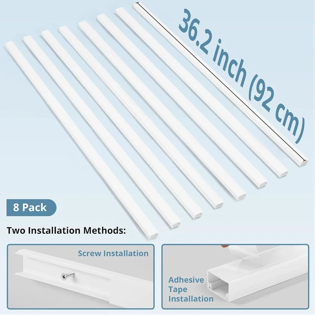 Alt view image 3 of 7 - Cord Covers for Wires on Wall Extra-Long, 24ft White Cord Hider Kit, ZhiYo TV Cord Hider Cord Cover Wall, Paintable Cable Management Concealer, TV Cord Raceway Channel, 8 x L36in x W0.95in x H0.55in