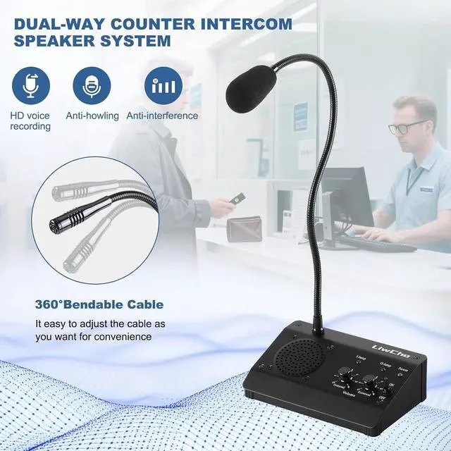 Alt view image 3 of 7 - Window Intercom,Dual-Way Window Speaker System for Business,Bank,Office,Hospital,Counter,Store,Station,School,Ticket Window