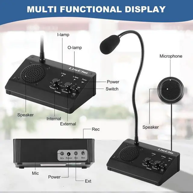 Alt view image 6 of 7 - Window Intercom,Dual-Way Window Speaker System for Business,Bank,Office,Hospital,Counter,Store,Station,School,Ticket Window