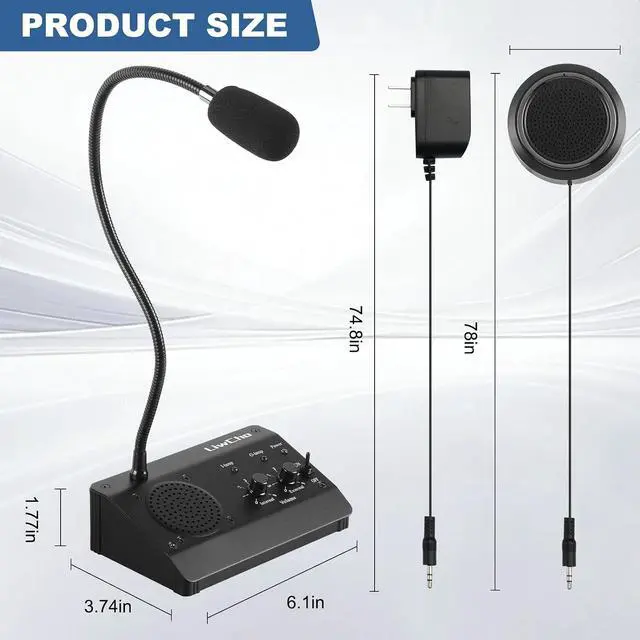 Alt view image 7 of 7 - Window Intercom,Dual-Way Window Speaker System for Business,Bank,Office,Hospital,Counter,Store,Station,School,Ticket Window