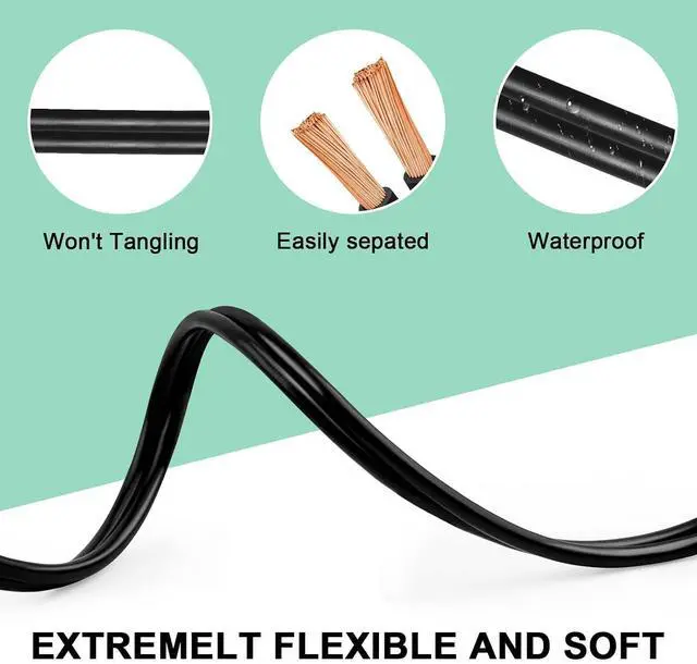 Alt view image 4 of 7 - 12/2 Pure Copper Wire 100 ft, 600V 12 Gauge 2 Conductor PVC Parallel Wire, Direct Burial Oxygen Free Copper Electrical Wire for Solar Lighting, Outdoor Lighting Landscape(12AWG 100FT)