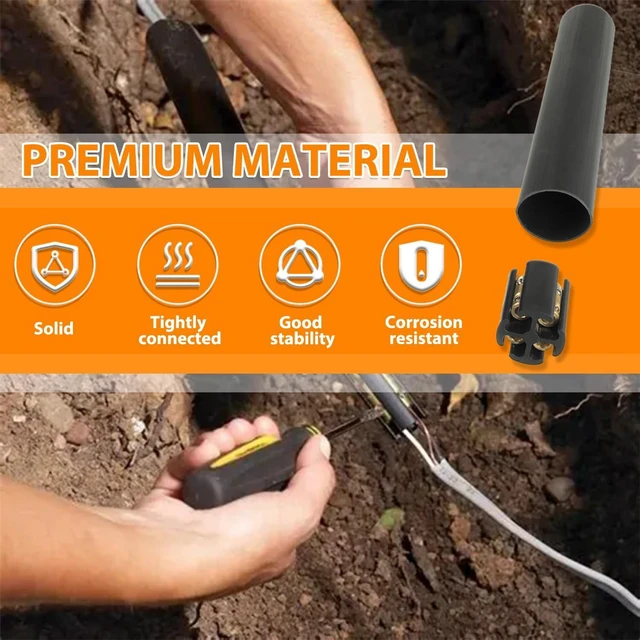 Alt view image 6 of 7 - Underground Wire Splice Kit Suit for 14/3 to 8/3 Range, Direct Burial UF Cable Splice Kit, Handle up to 600 Volts Maximum, Includes Connectors and Shrink Tube Electrical Cable(2 Sets)