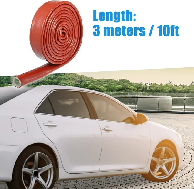Alt view image 2 of 6 - A ABSOPRO 3/4" ID 10FT Heat Shielded Fire Sleeve Tape for Automotive Hose Lines Wires Electrical Wiring Silicone Fiberglass Red