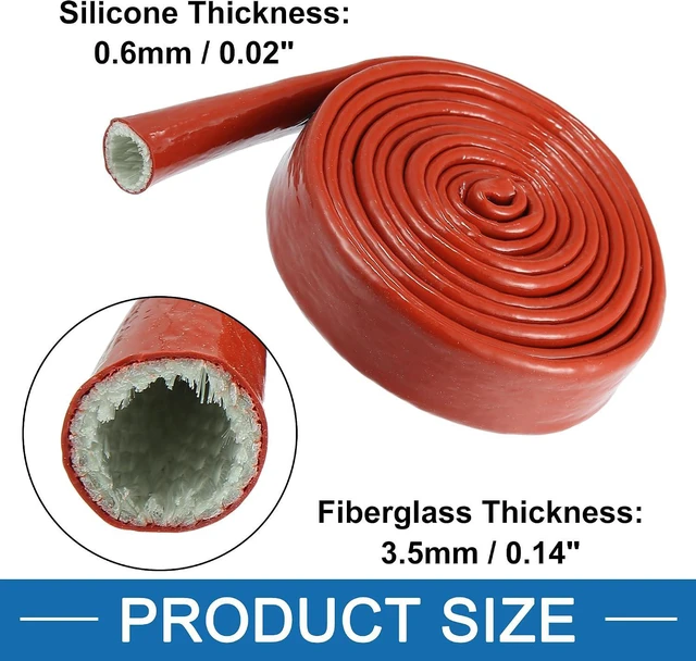 Alt view image 3 of 6 - A ABSOPRO 3/4" ID 10FT Heat Shielded Fire Sleeve Tape for Automotive Hose Lines Wires Electrical Wiring Silicone Fiberglass Red