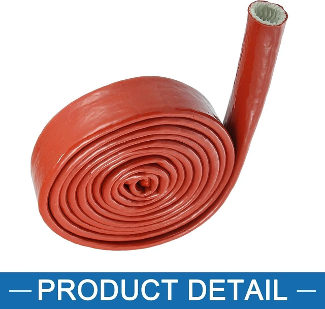 Alt view image 4 of 6 - A ABSOPRO 3/4" ID 10FT Heat Shielded Fire Sleeve Tape for Automotive Hose Lines Wires Electrical Wiring Silicone Fiberglass Red