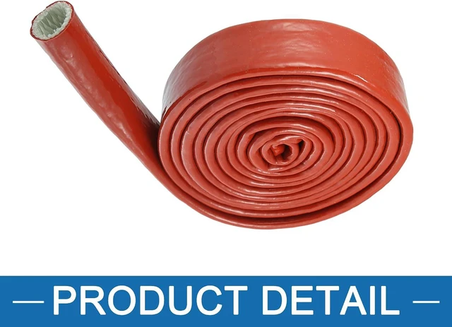 Alt view image 6 of 6 - A ABSOPRO 3/4" ID 10FT Heat Shielded Fire Sleeve Tape for Automotive Hose Lines Wires Electrical Wiring Silicone Fiberglass Red