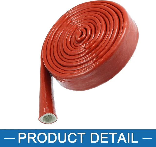 Alt view image 5 of 6 - A ABSOPRO 3/4" ID 10FT Heat Shielded Fire Sleeve Tape for Automotive Hose Lines Wires Electrical Wiring Silicone Fiberglass Red
