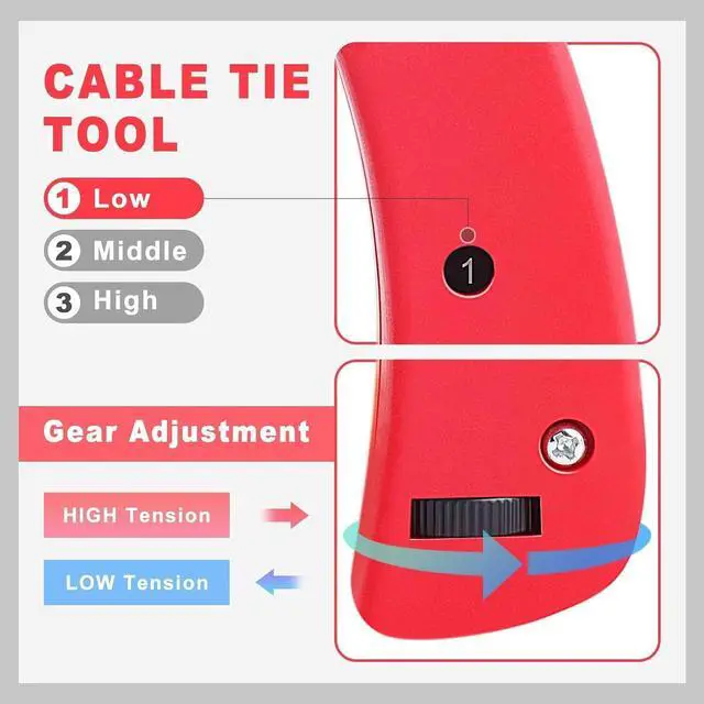 Alt view image 3 of 7 - Yangoutool Ergonomic Cable Tie Gun: Hand-Operated Zip Tie Tool with 1-3 Adjustable Tension Settings, Efficient Fastening and Cutting