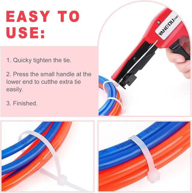 Alt view image 5 of 7 - Yangoutool Ergonomic Cable Tie Gun: Hand-Operated Zip Tie Tool with 1-3 Adjustable Tension Settings, Efficient Fastening and Cutting