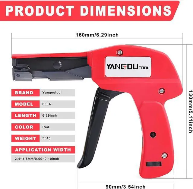 Alt view image 7 of 7 - Yangoutool Ergonomic Cable Tie Gun: Hand-Operated Zip Tie Tool with 1-3 Adjustable Tension Settings, Efficient Fastening and Cutting
